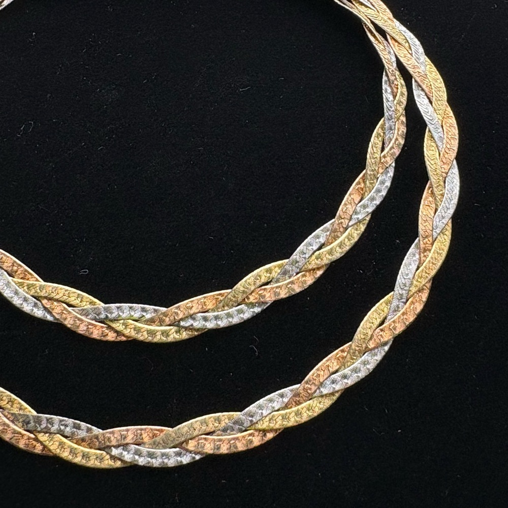 Sterling Silver & Gold plating  Braided Necklace 925 Milor Italy